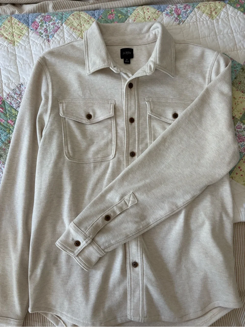 J. Crew Cream Button-Front Overshirt with Chest Pockets